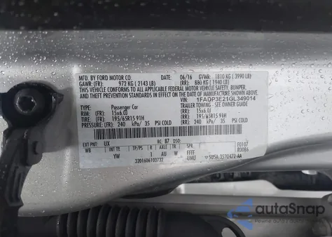 2016 Ford Focus S из США, поврежденный, VIN 1FADP3E21GL349014